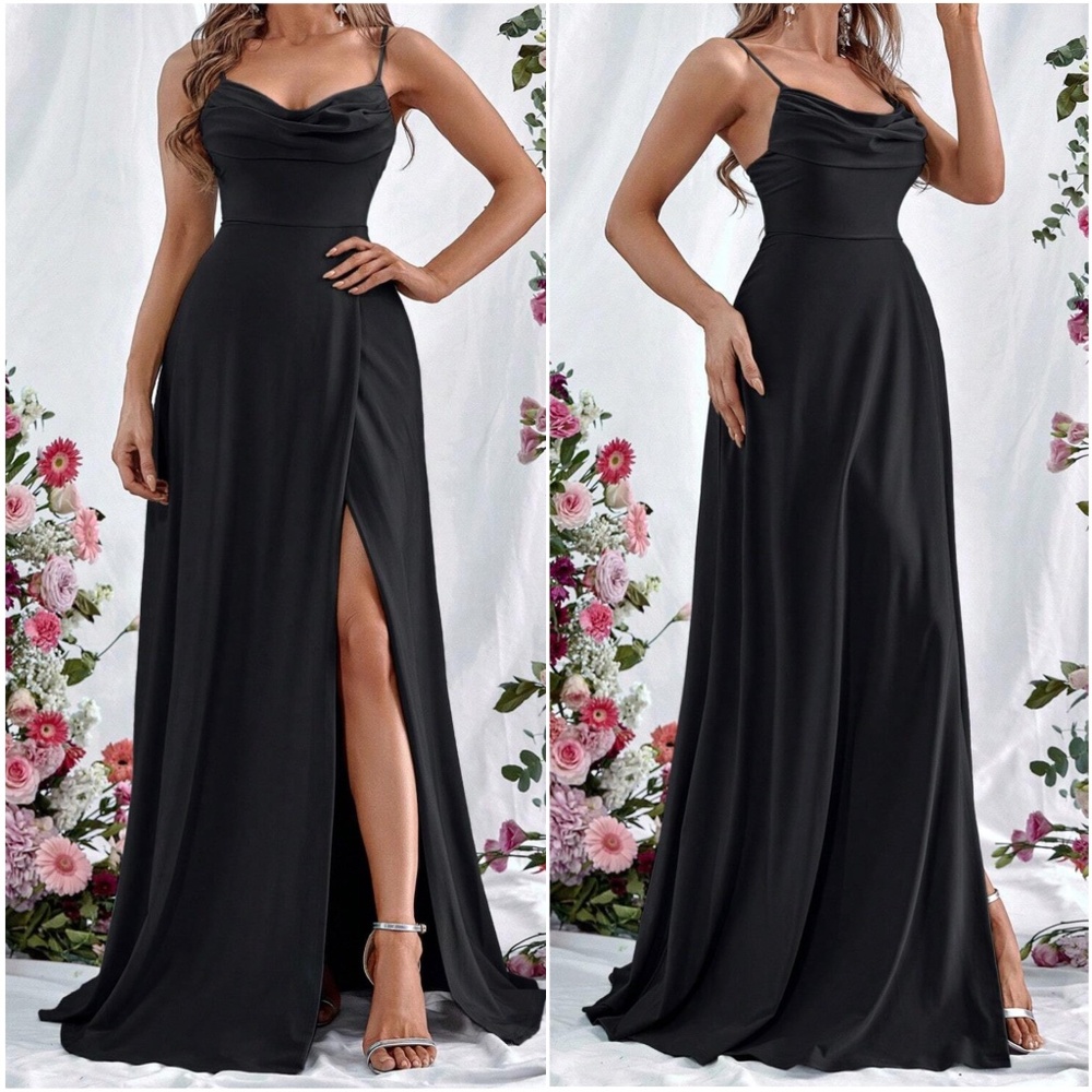 Luxe Satin Draped Party Formal Prom Wedding maxi Dress